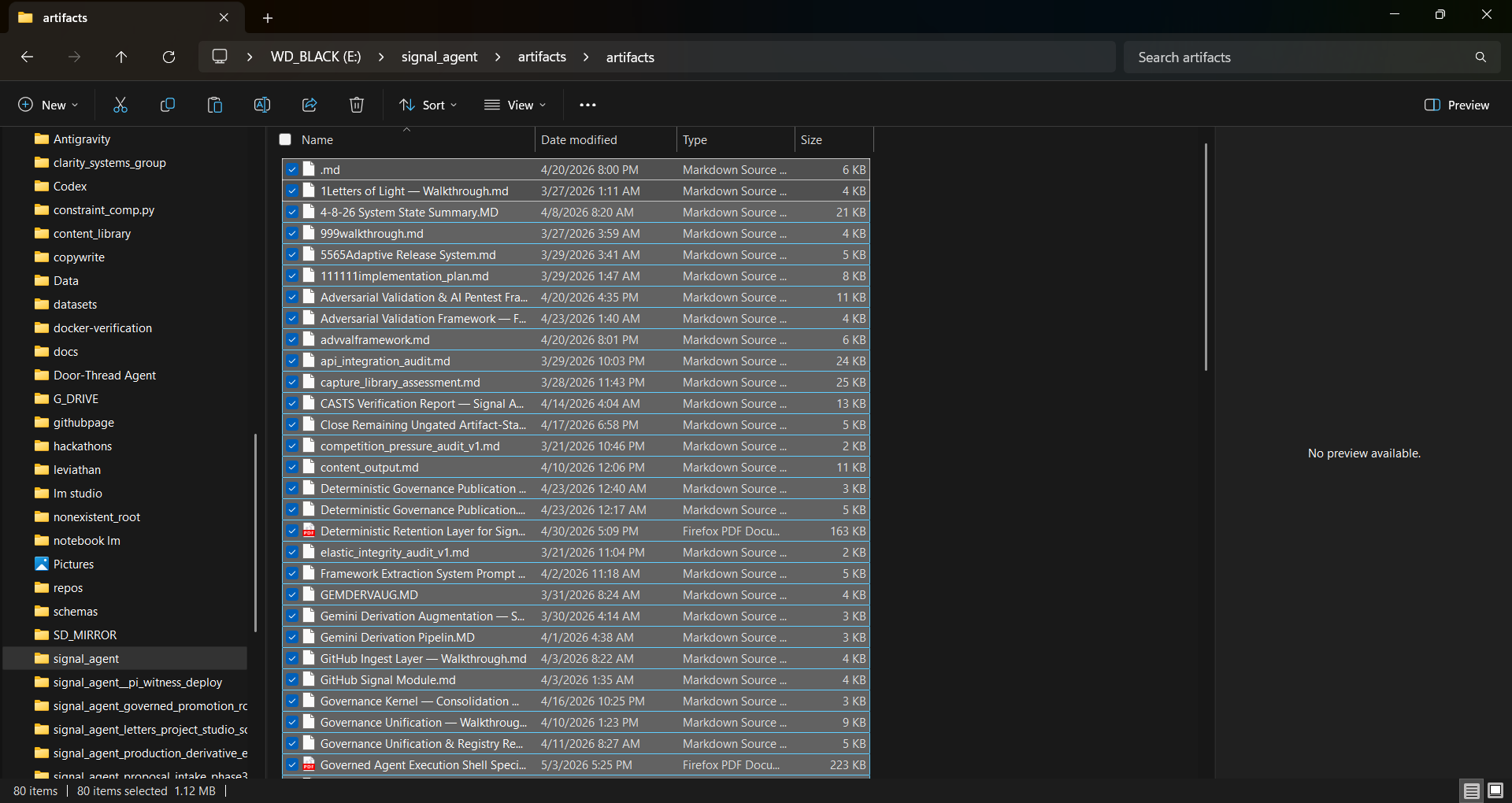 Artifact archive containing walkthroughs, audits, reports, implementation plans, and validation materials.